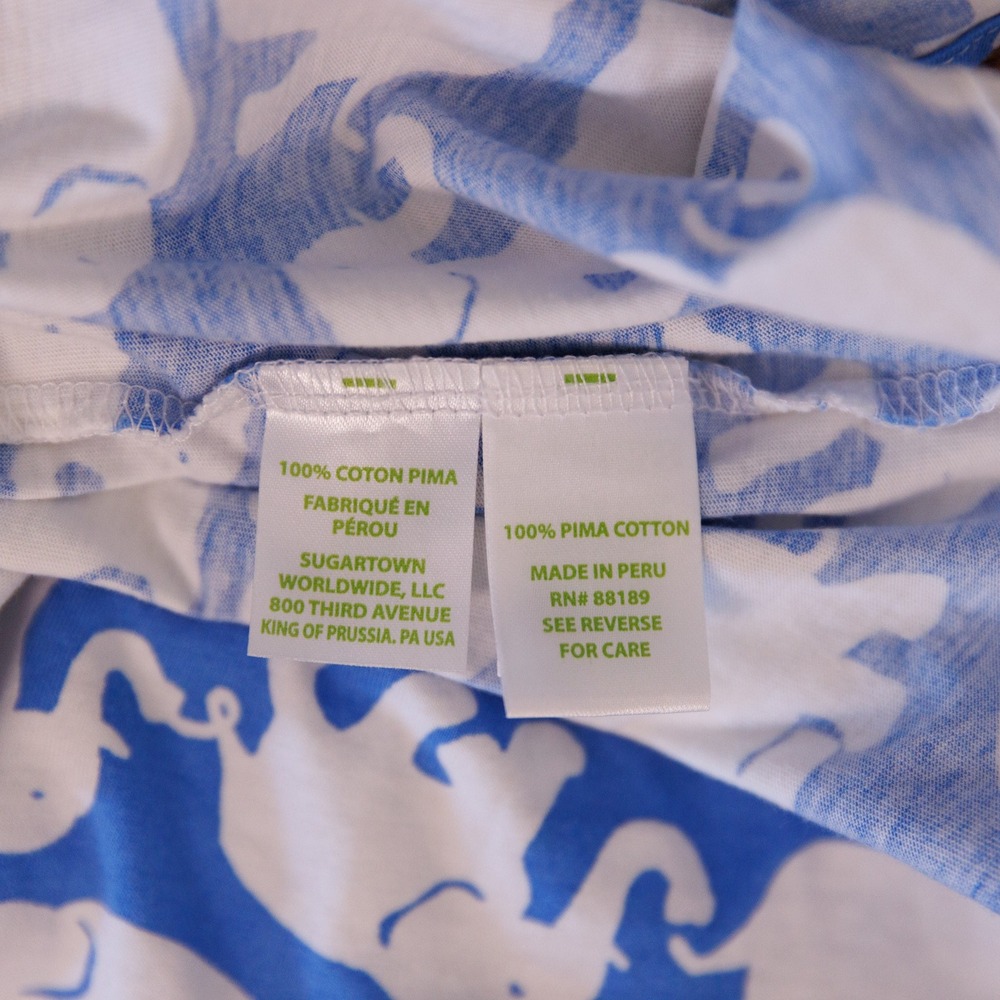 Lilly Pulitzer Blue White Elephant Print Pima Cotton Strapless Tube Dress M - Picture 6 of 7